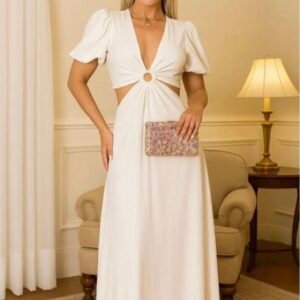 Vestido Branco Com Recortes