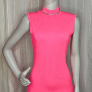 Vestido Canelado Gola Alta