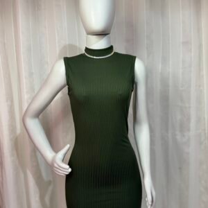 Vestido Canelado Gola Alta