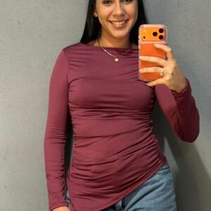 Blusa manga longa drapeada