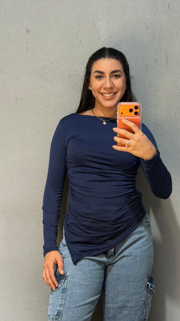 Blusa manga longa drapeada