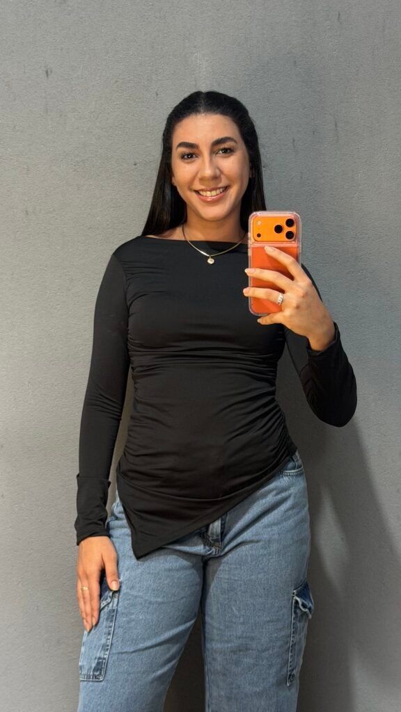 Blusa manga longa drapeada